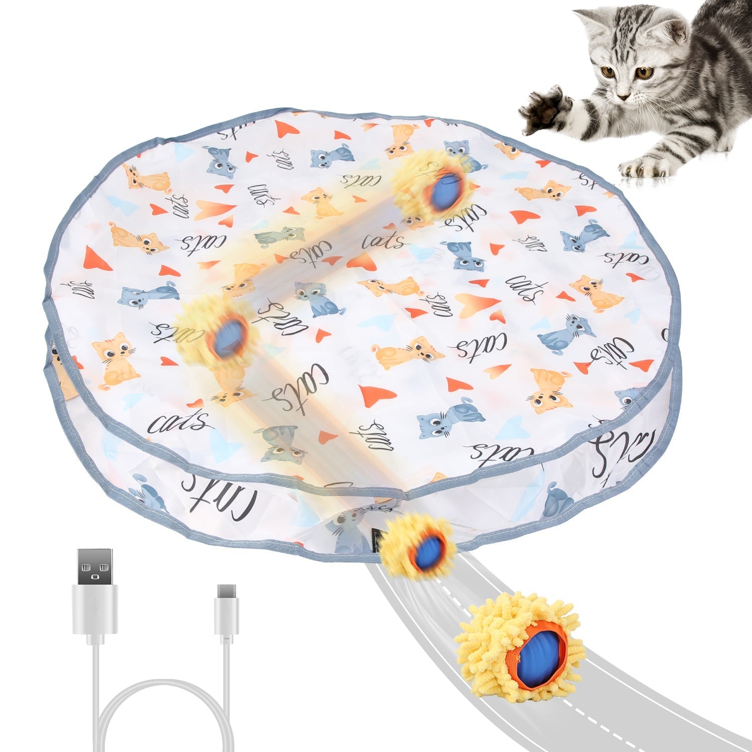 Interactive Rolling Ball Cat Toy with Rechargeable Battery