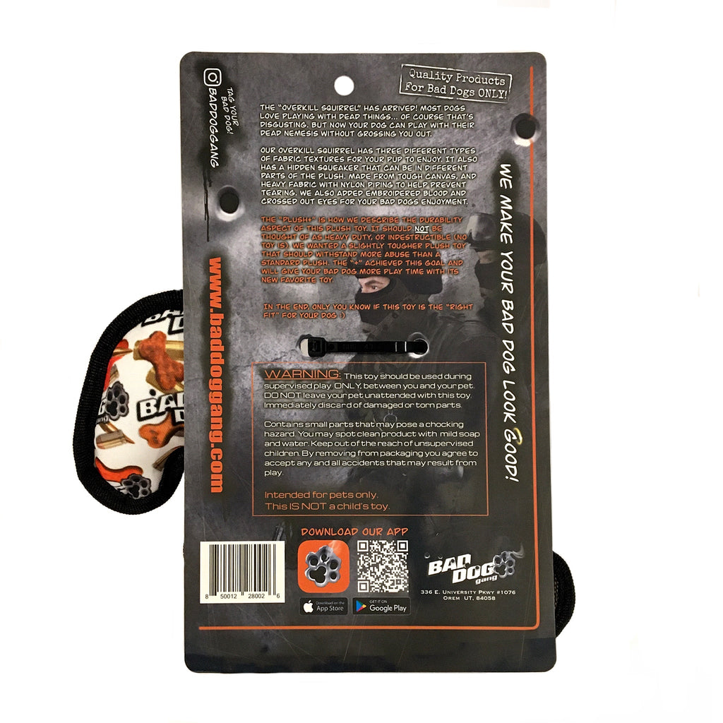 Overkill Squirrel Durable Plush Dog Toy with Squeaker, 8.5"