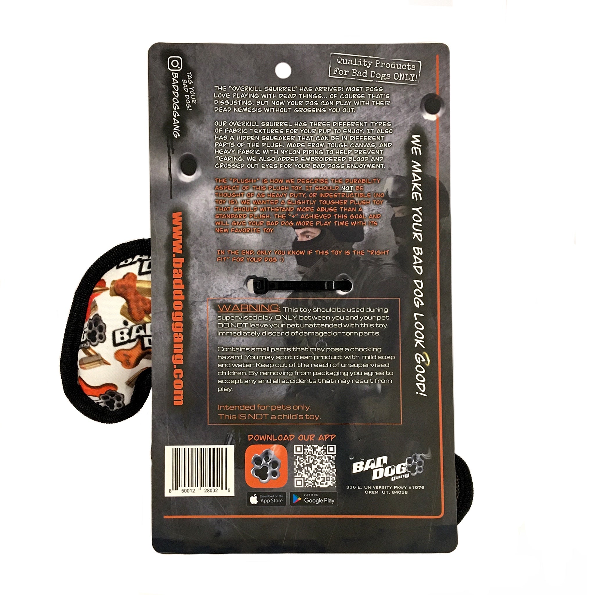 Overkill Squirrel Durable Plush Dog Toy with Squeaker, 8.5"
