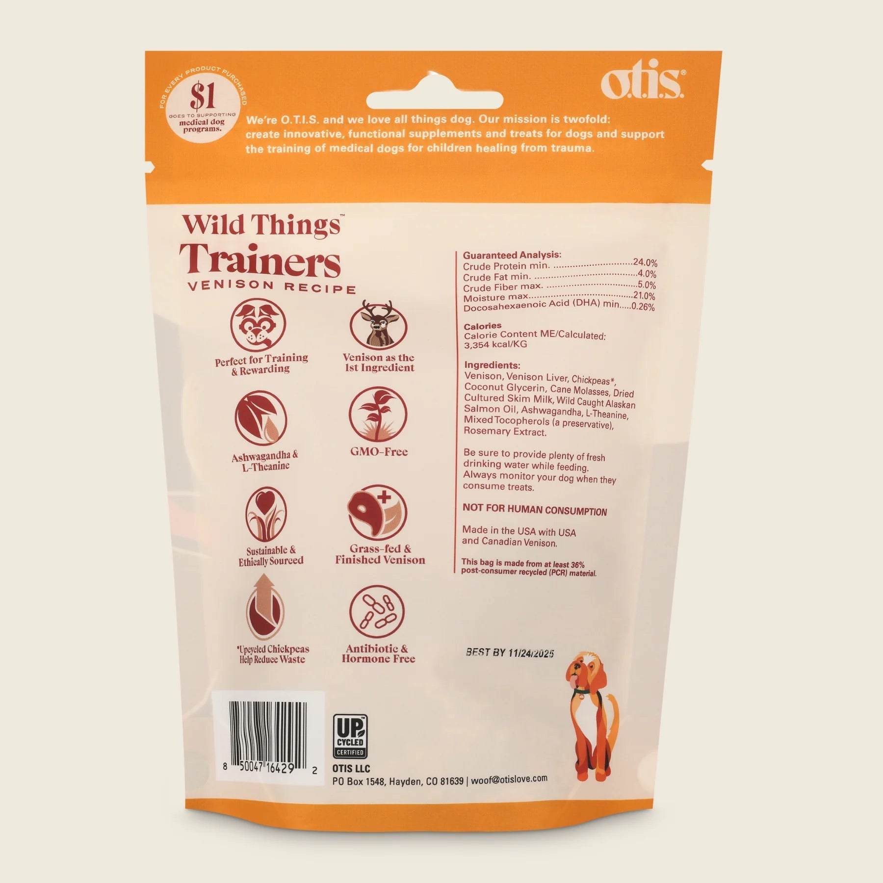 Venison Training Dog Treats with Ashwagandha & DHA, 4oz