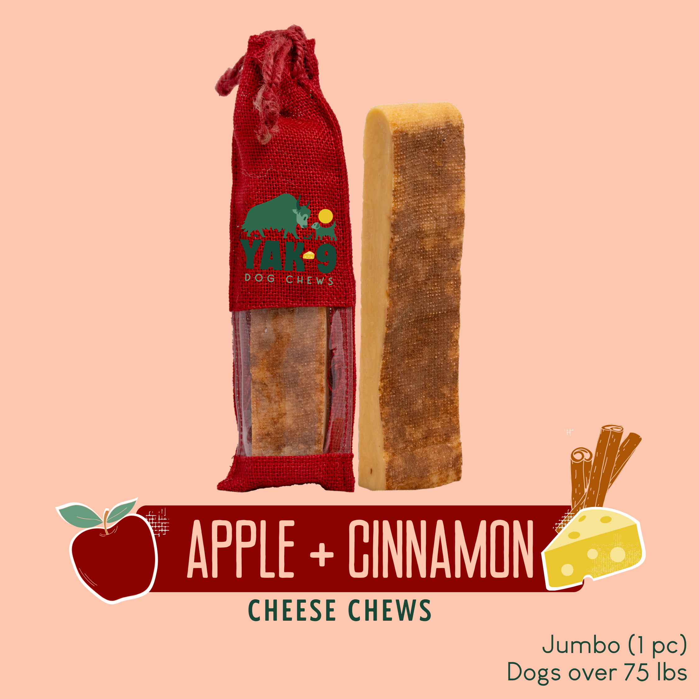 Apple & Cinnamon Yak Milk Dog Chew – All Natural Ingredients