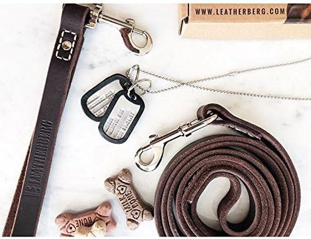 6-Foot Latigo Leather Dog Leash with Double Stitching