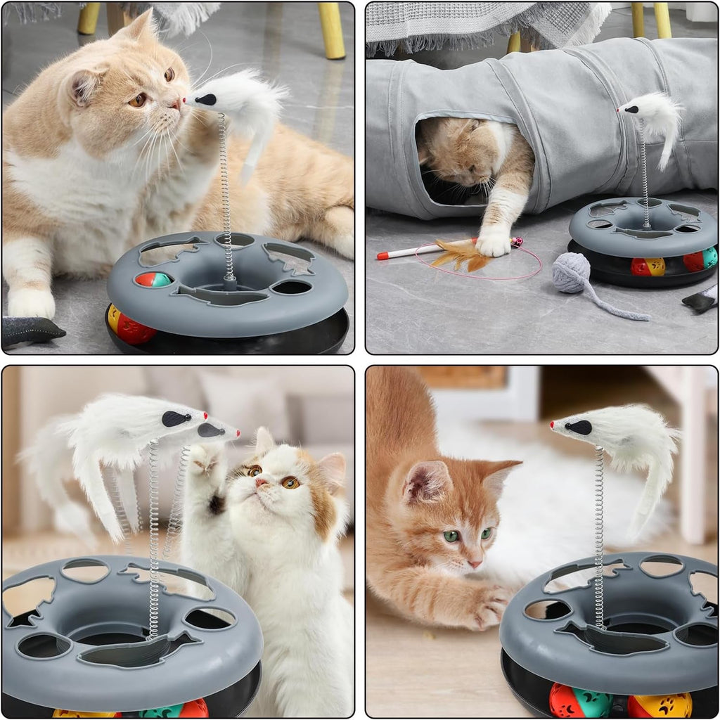 S-Shaped Cat and Small Pet Tunnel with Toys and Blanket