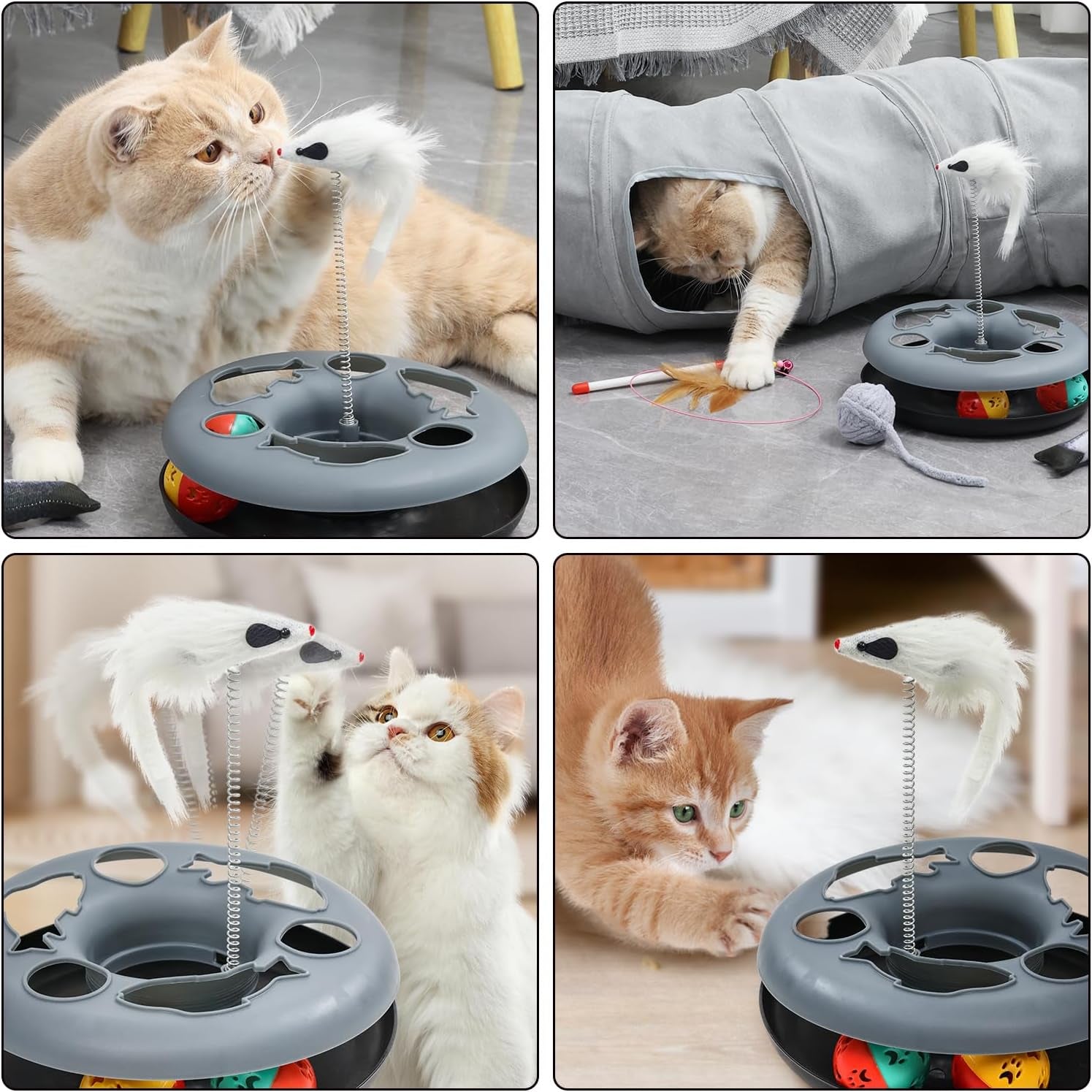 S-Shaped Cat and Small Pet Tunnel with Toys and Blanket