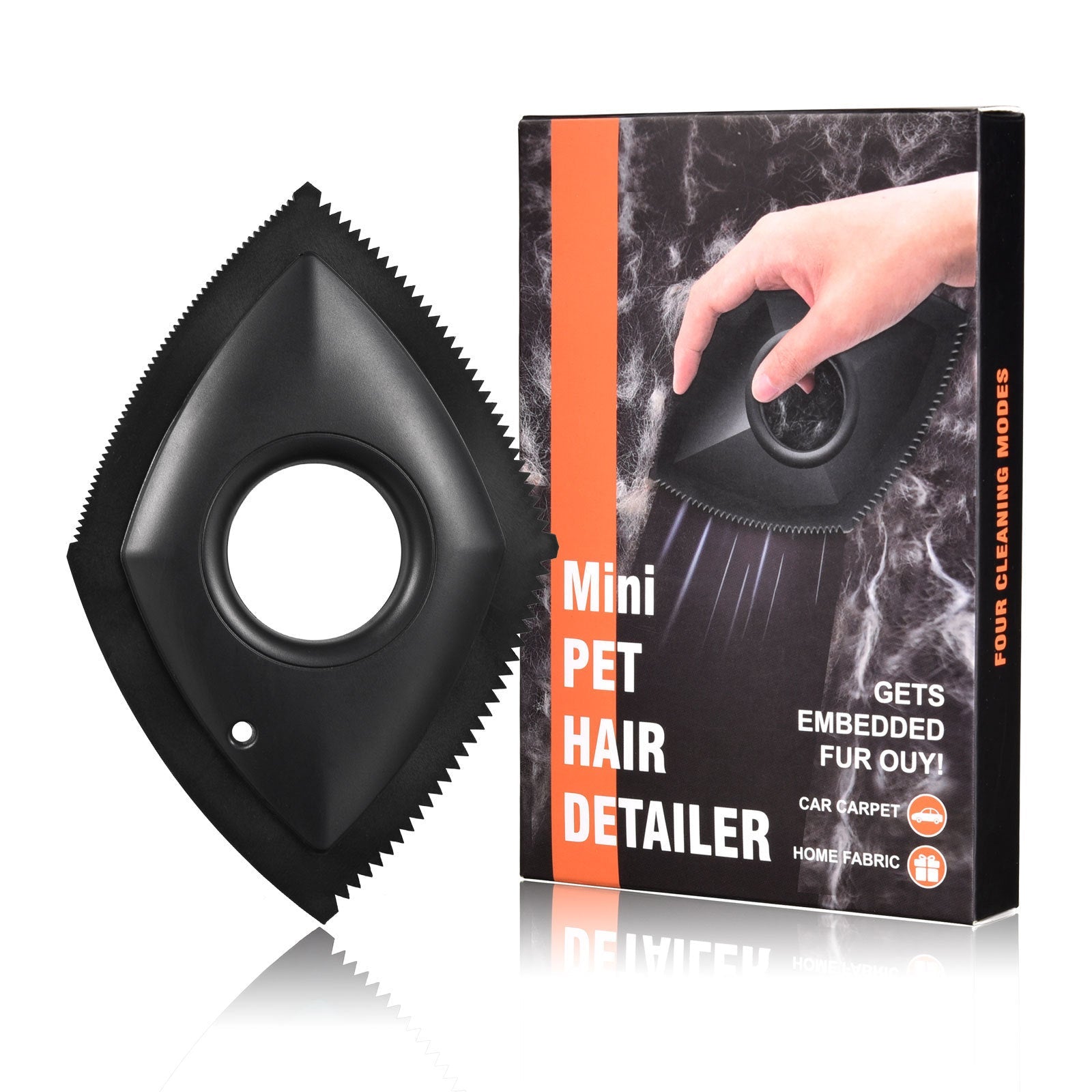 Reusable Pet Hair Remover with Four Cleaning Modes, Black