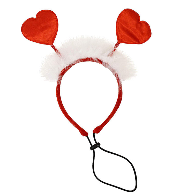 Valentine’s Day Pet Headband and Scarf Set – Organza Satin