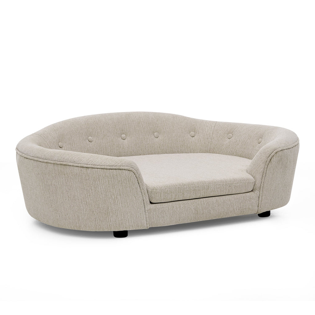 Modern Oval Foam Pet Sofa for Large and Oversized Dogs, Beige