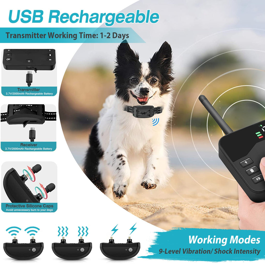 Gbruno 2-in-1 Wireless Electric Dog Fence with Adjustable Range