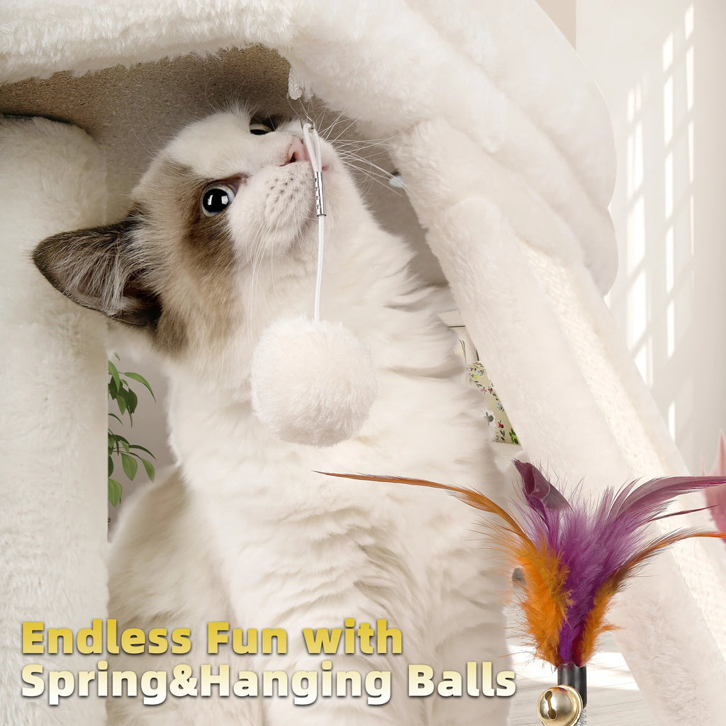 17.7" Cat Tree with Scratching Pad and Play Balls, Gray