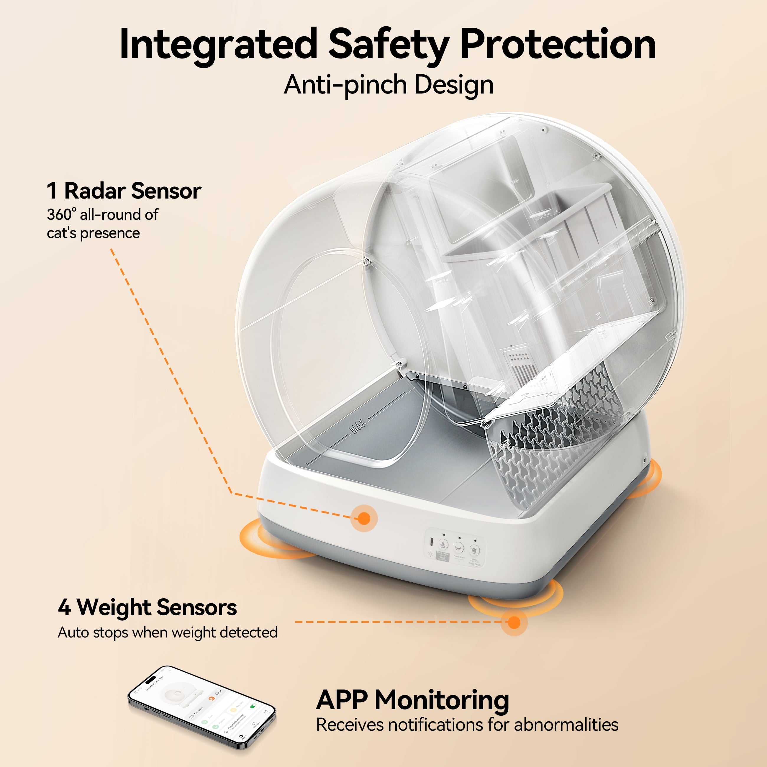 Smart Automatic Self-Cleaning Cat Litter Box with App Control