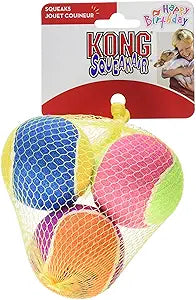 Happy Birthday Squeaky Tennis Balls Set for Dogs, Medium, 3-Pack