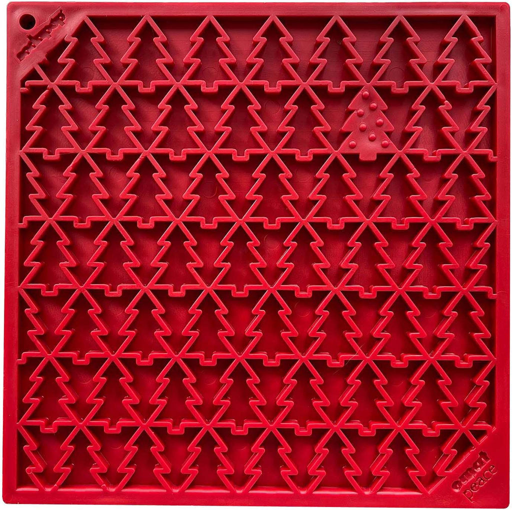 Christmas Tree Dog Lick Mat with Peace Pattern, 8" x 8"