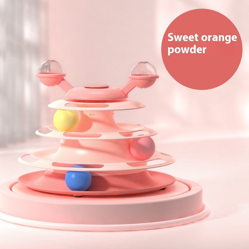 Four-Layer Cat Turntable Toy with Rotating Balls