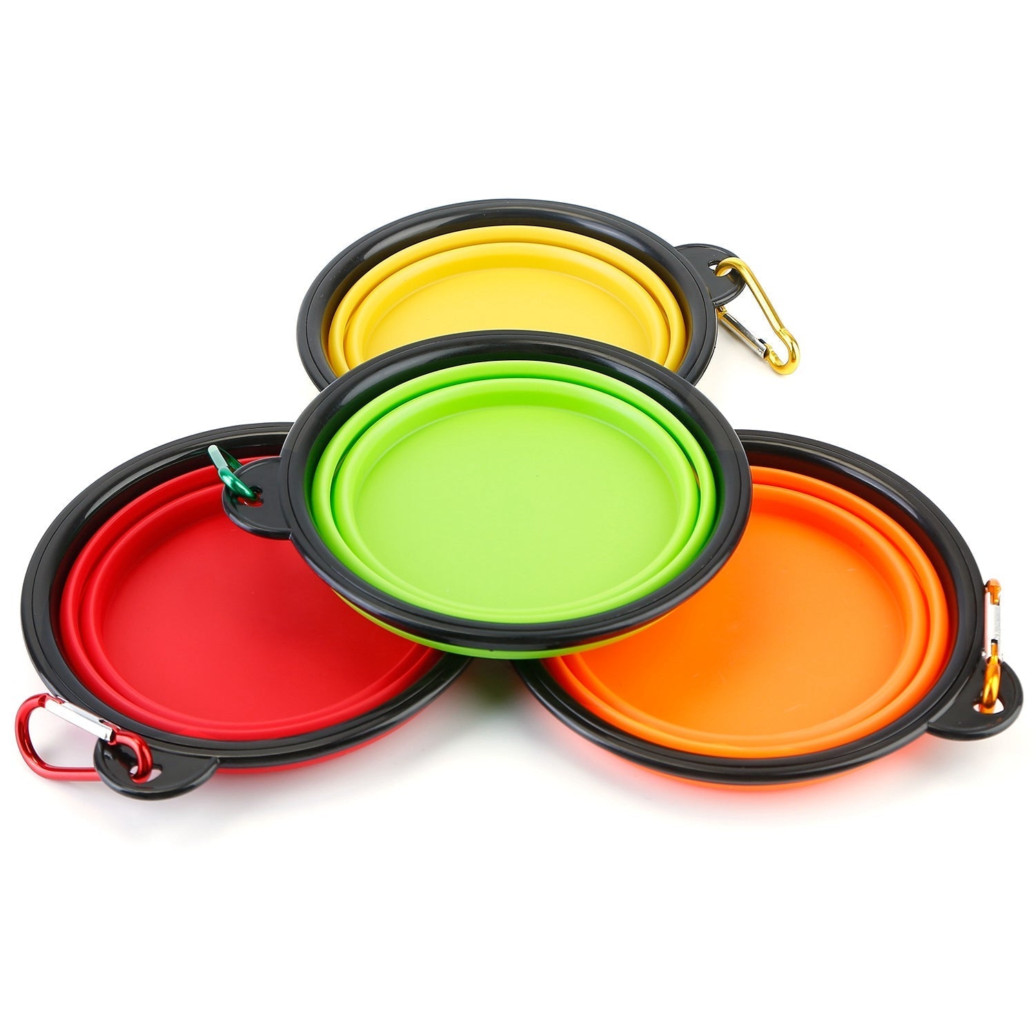 Collapsible Silicone Dog Bowls Set of 4 with Carabiners