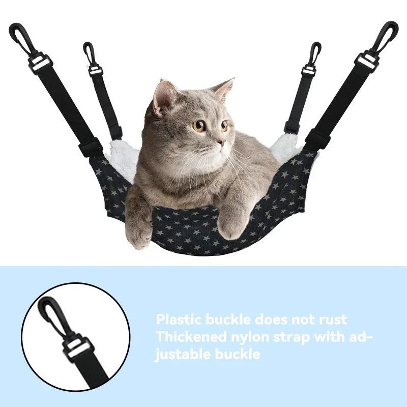 Flannel Cat Hammock with Plastic Hooks, Multiple Sizes
