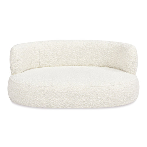 Shep 36' Curved Dog Sofa Bed, Medium, Ivory White Boucle