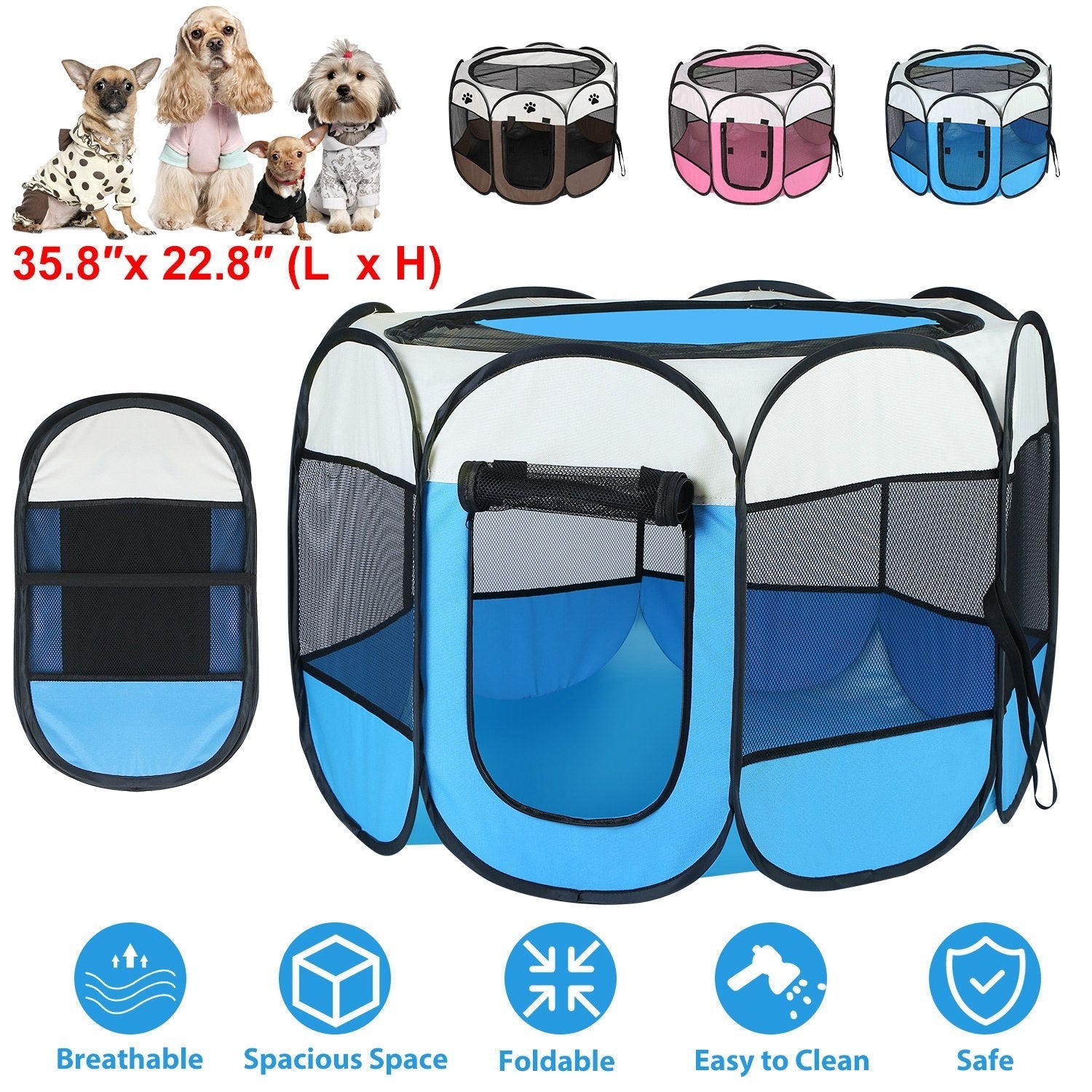 Foldable Pet Tent Exercise Pen for Dogs, Cats, and Small Pets