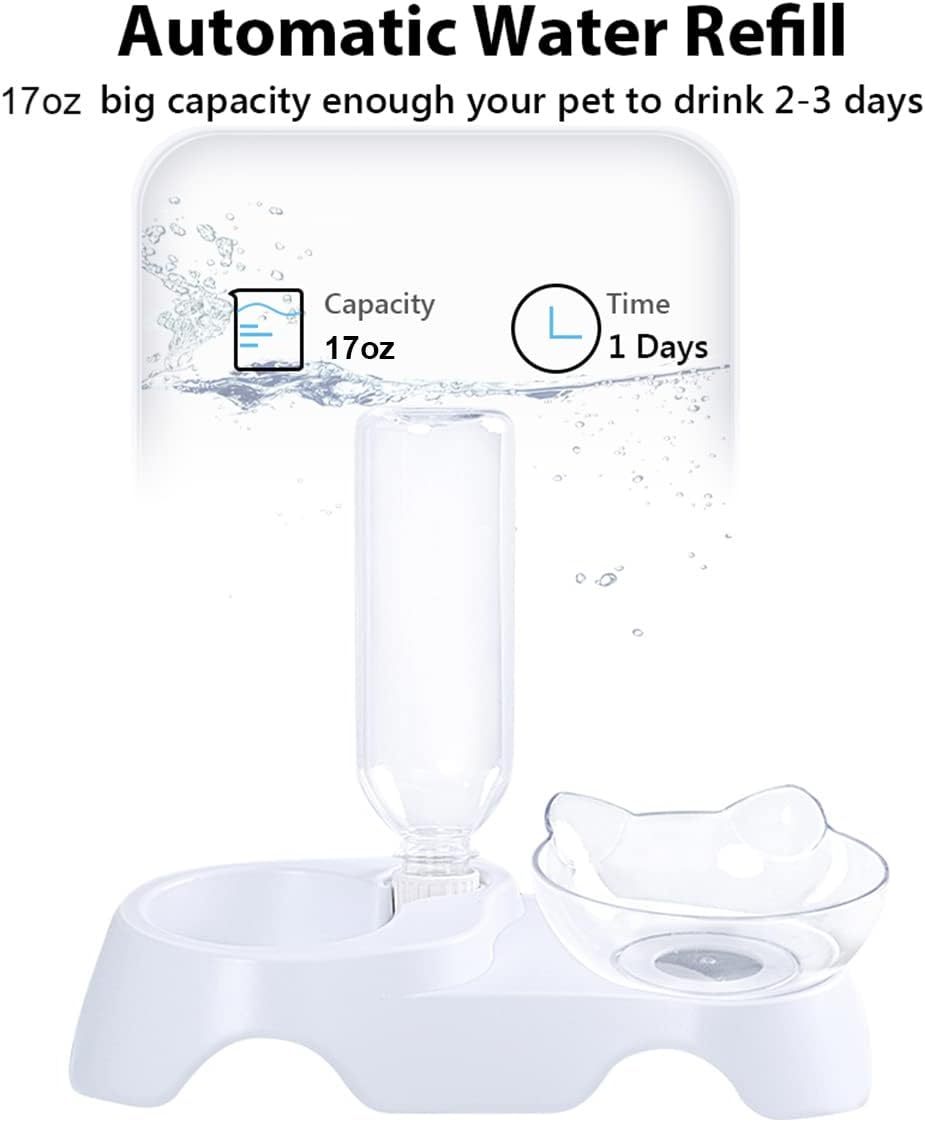 2-in-1 Cat and Small Dog Feeder with Automatic Water Dispenser