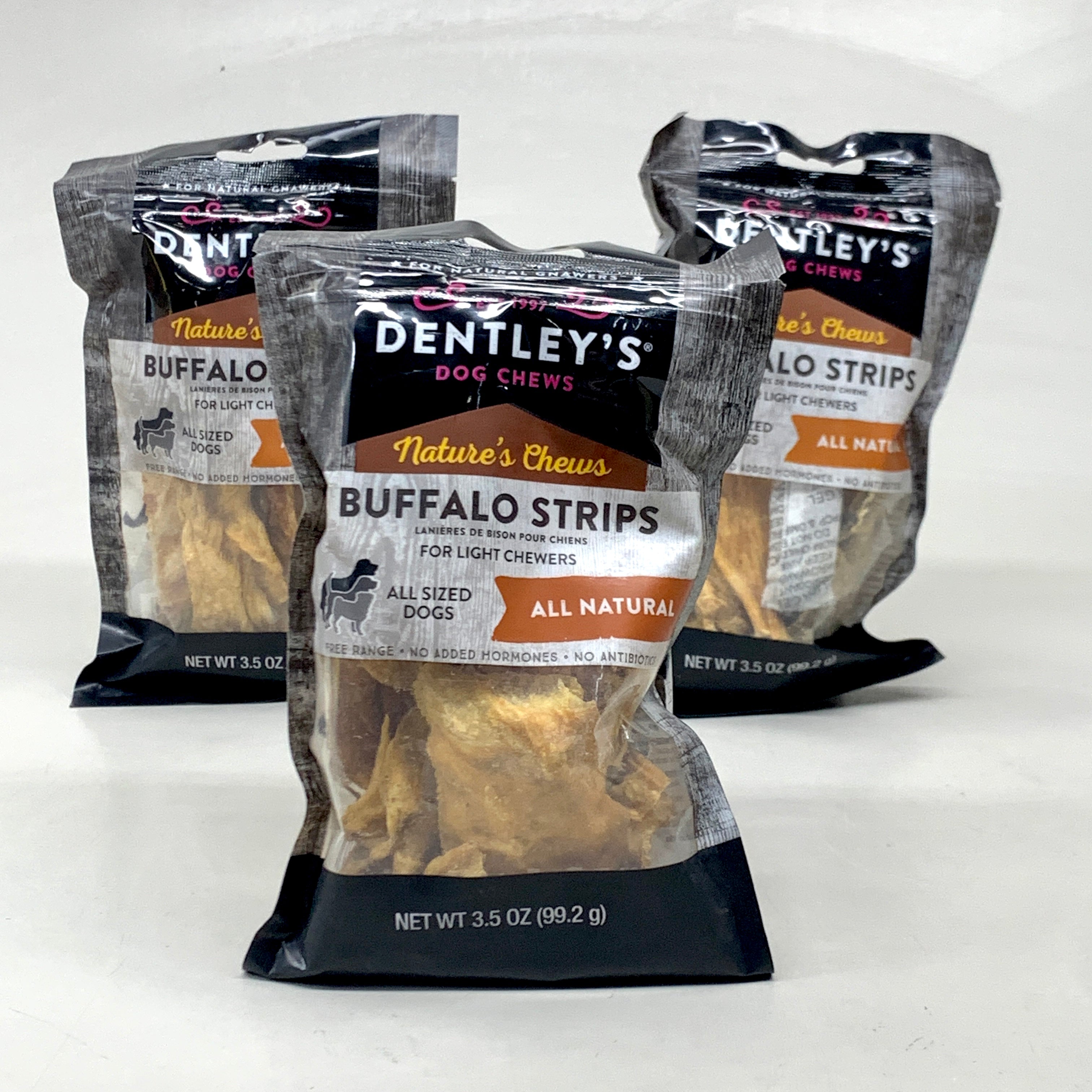 Dentley’s All Natural Buffalo Strips Dog Chews 3-Pack