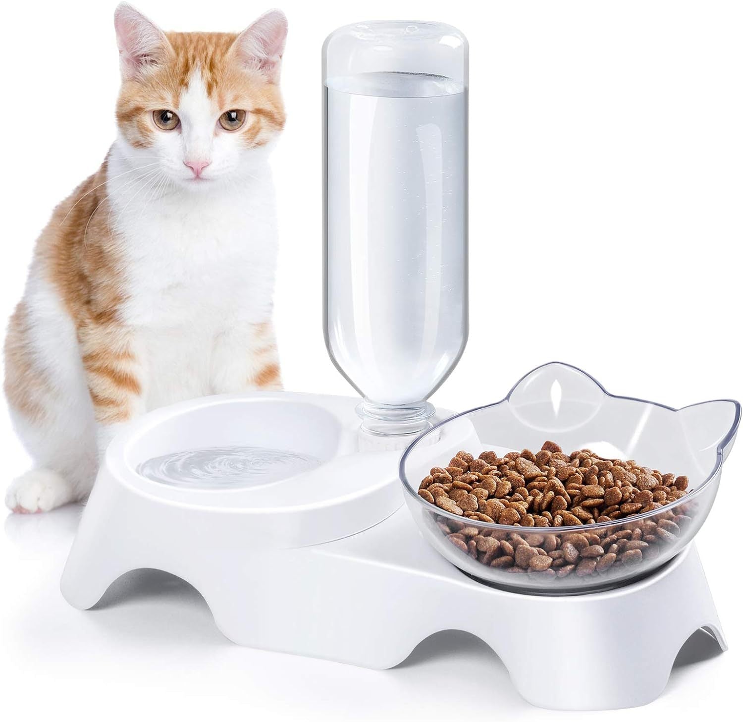 2-in-1 Cat and Small Dog Feeder with Automatic Water Dispenser