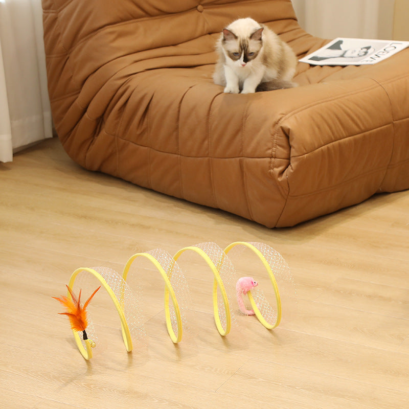 Cat Tunnel Toy Set with Plush Mouse & Sisal Ball, Foldable 50cm