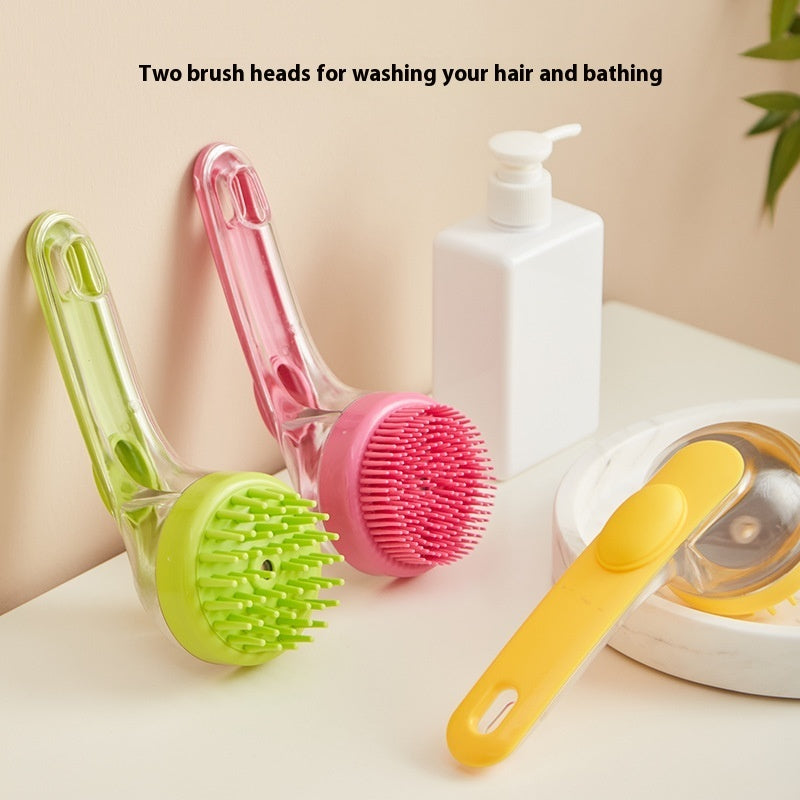 Dog Bath Brush with Built-In Shampoo Dispenser and Soft Bristles