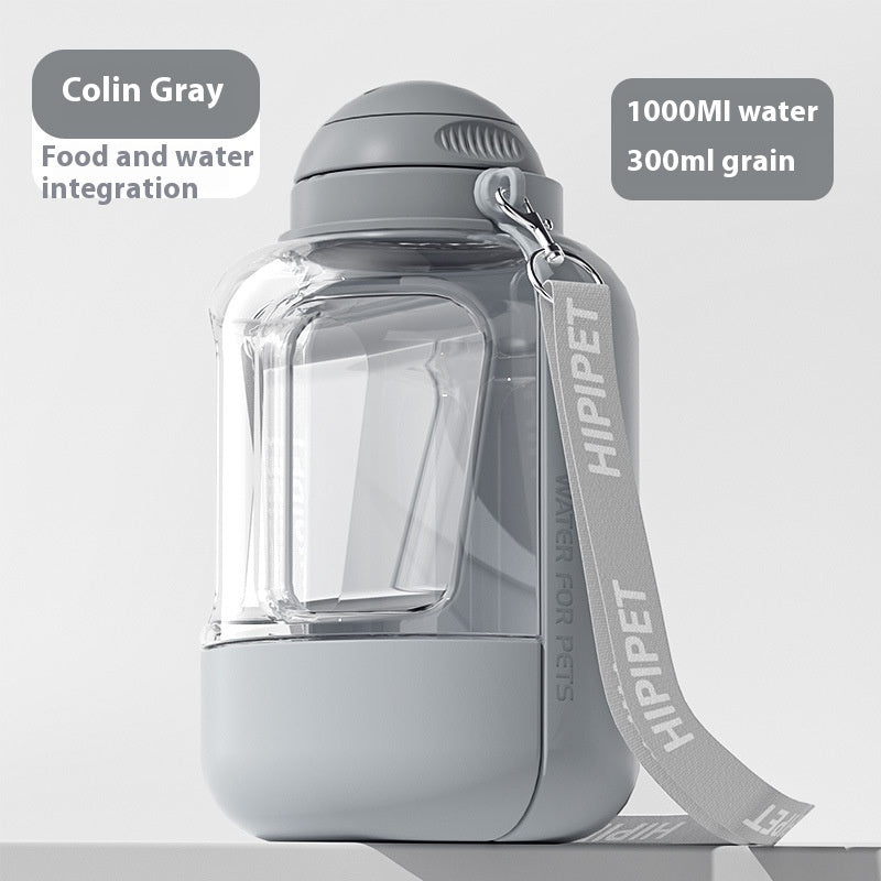 2-in-1 Dog Water Bottle and Food Container, 1000ml Capacity