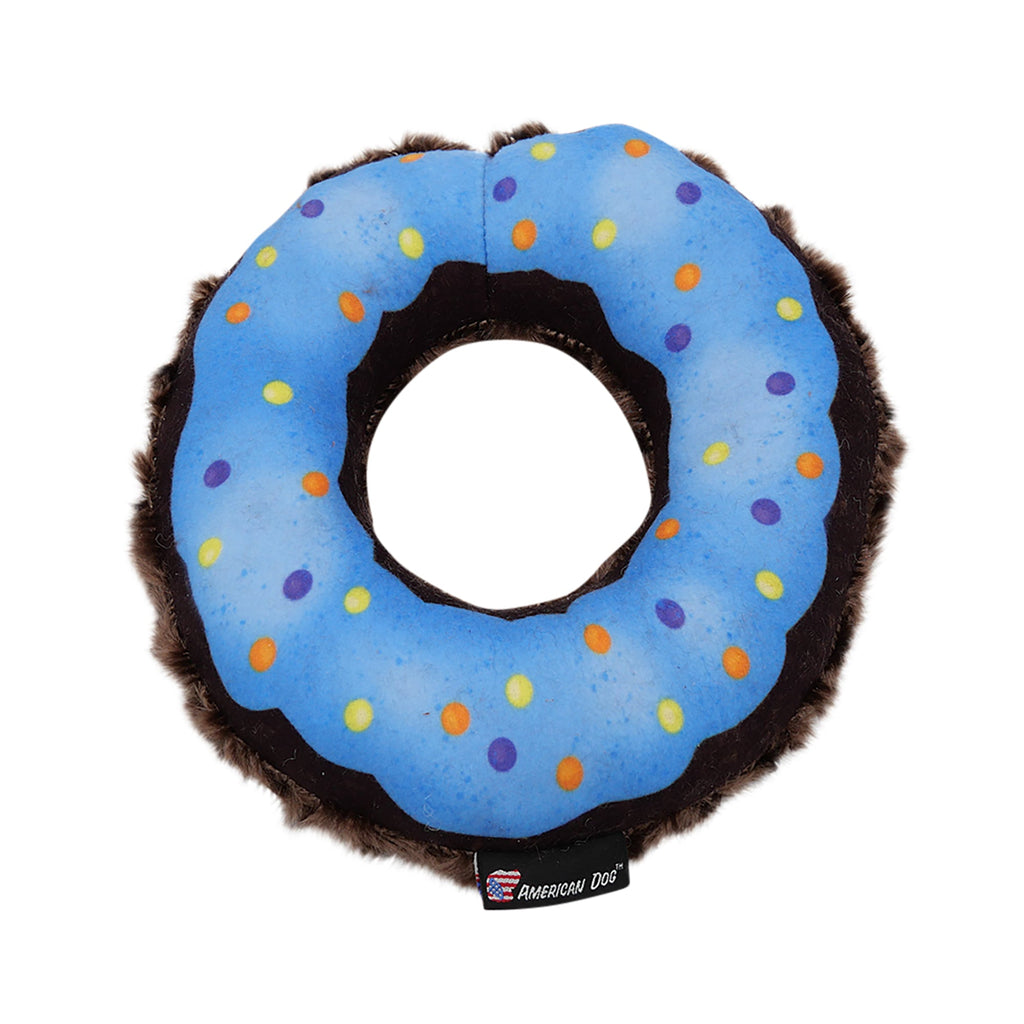 Nuggle Donut Plush Dog Toy – Soft Minky Fleece, Squeaks and Floats