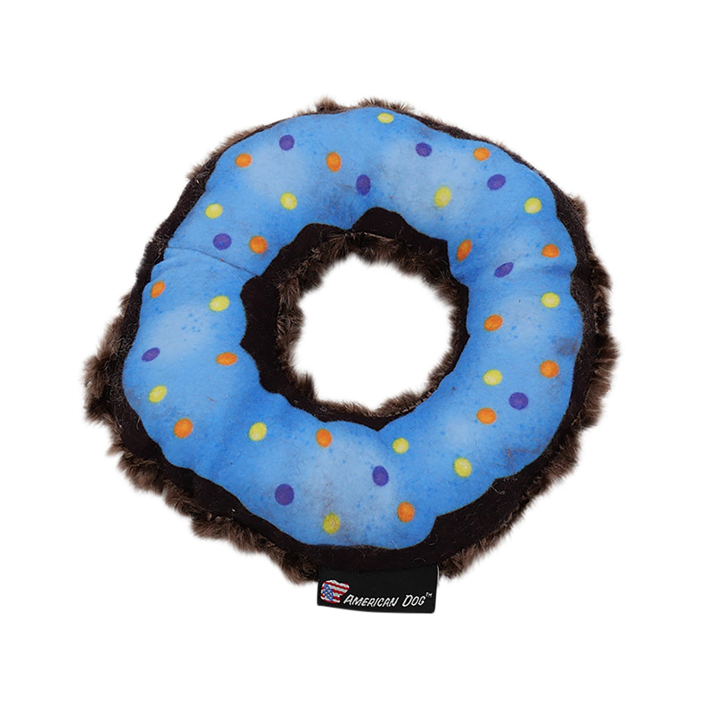 Nuggle Donut Plush Dog Toy – Soft Minky Fleece, Squeaks and Floats