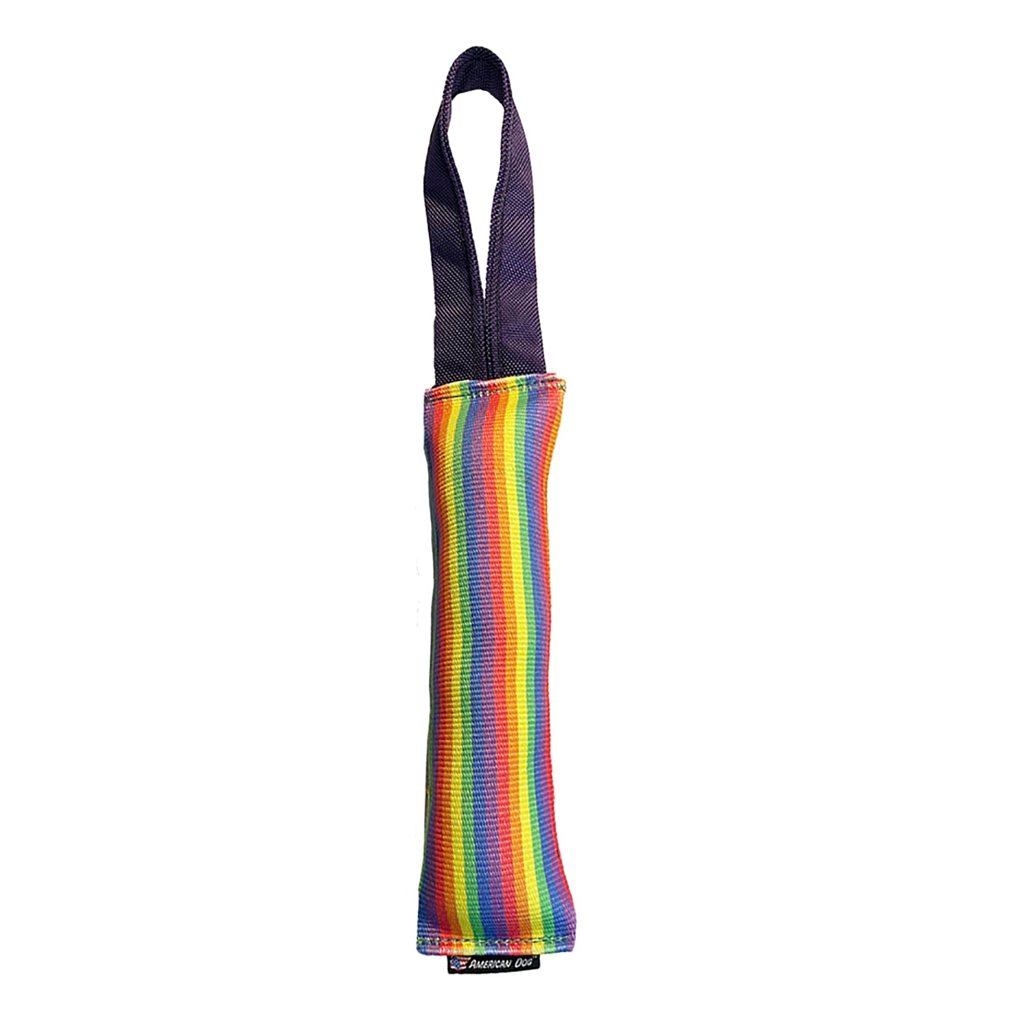 Fire Hose Rainbow Dog Tug Toy with Ballistic Handle, 11 Inch
