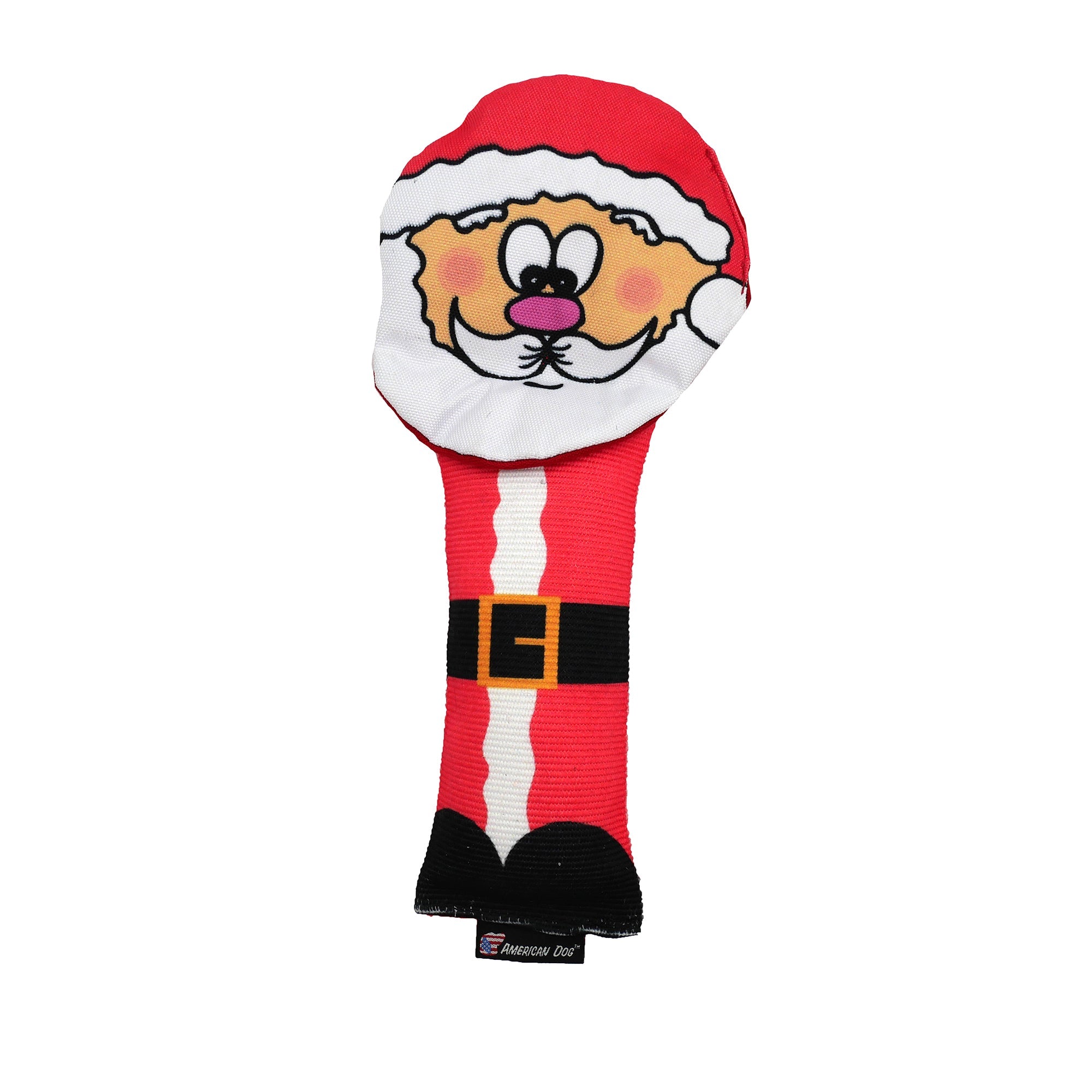 Fire Hose Santa Dog Toy with Crinkle and Squeak, 12.5"