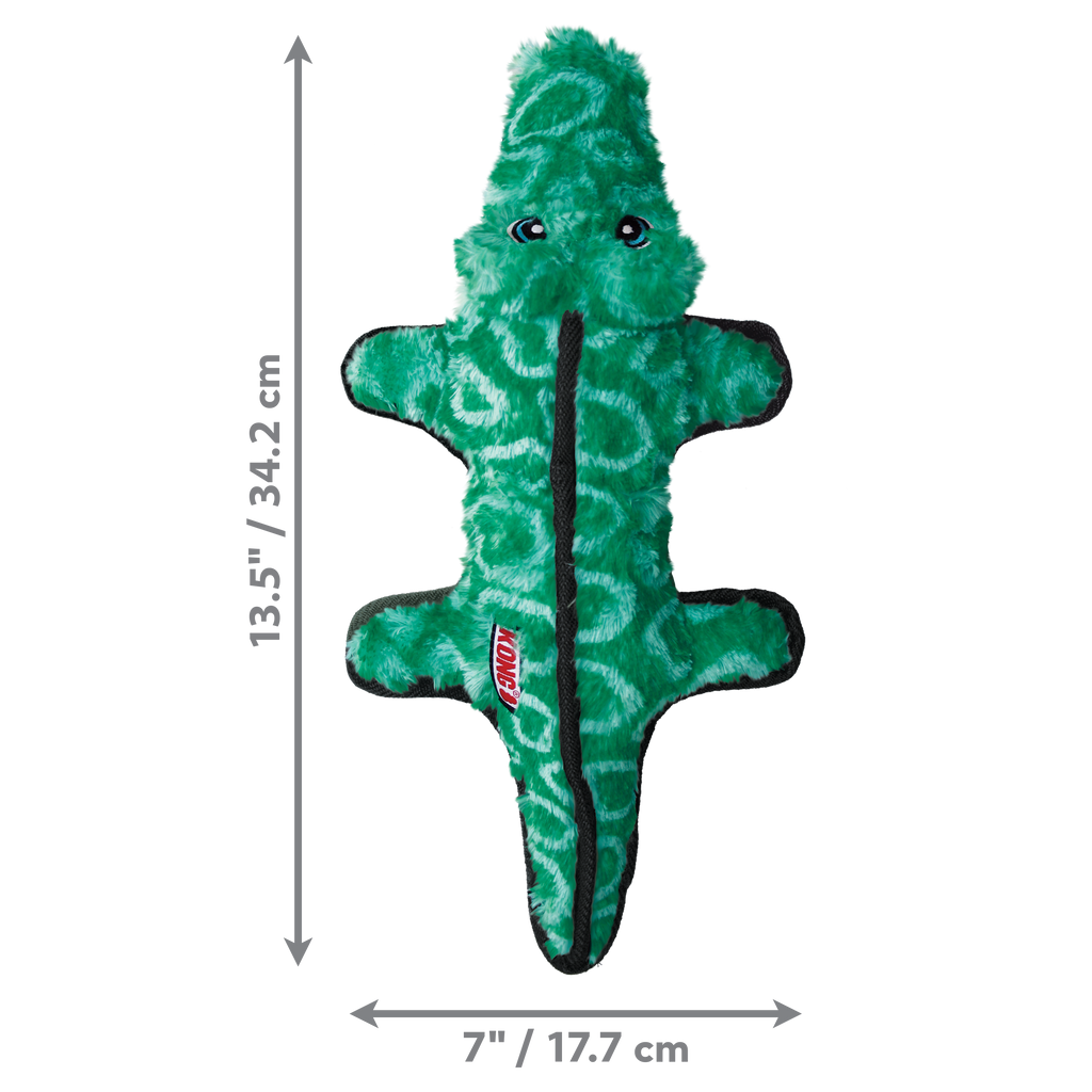 KONG Ballistic Alligator Durable Plush Dog Toy with Squeaker