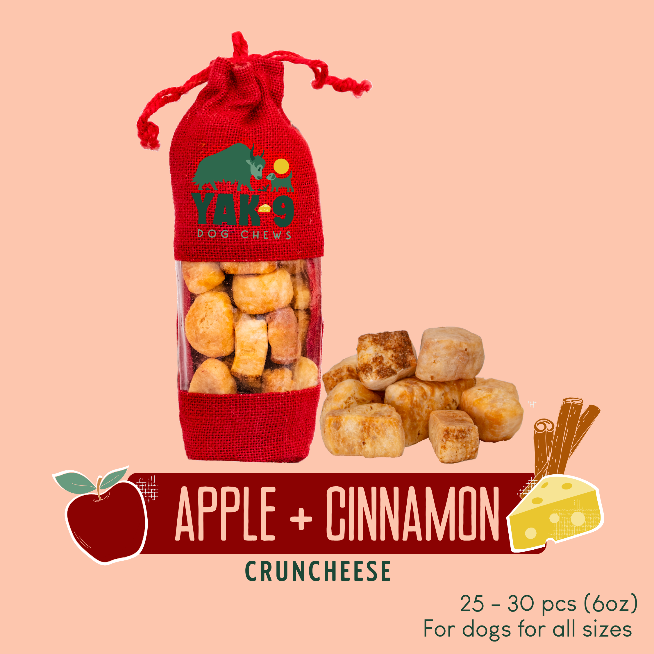 Apple & Cinnamon Yak Milk Dog Chew – All Natural Ingredients