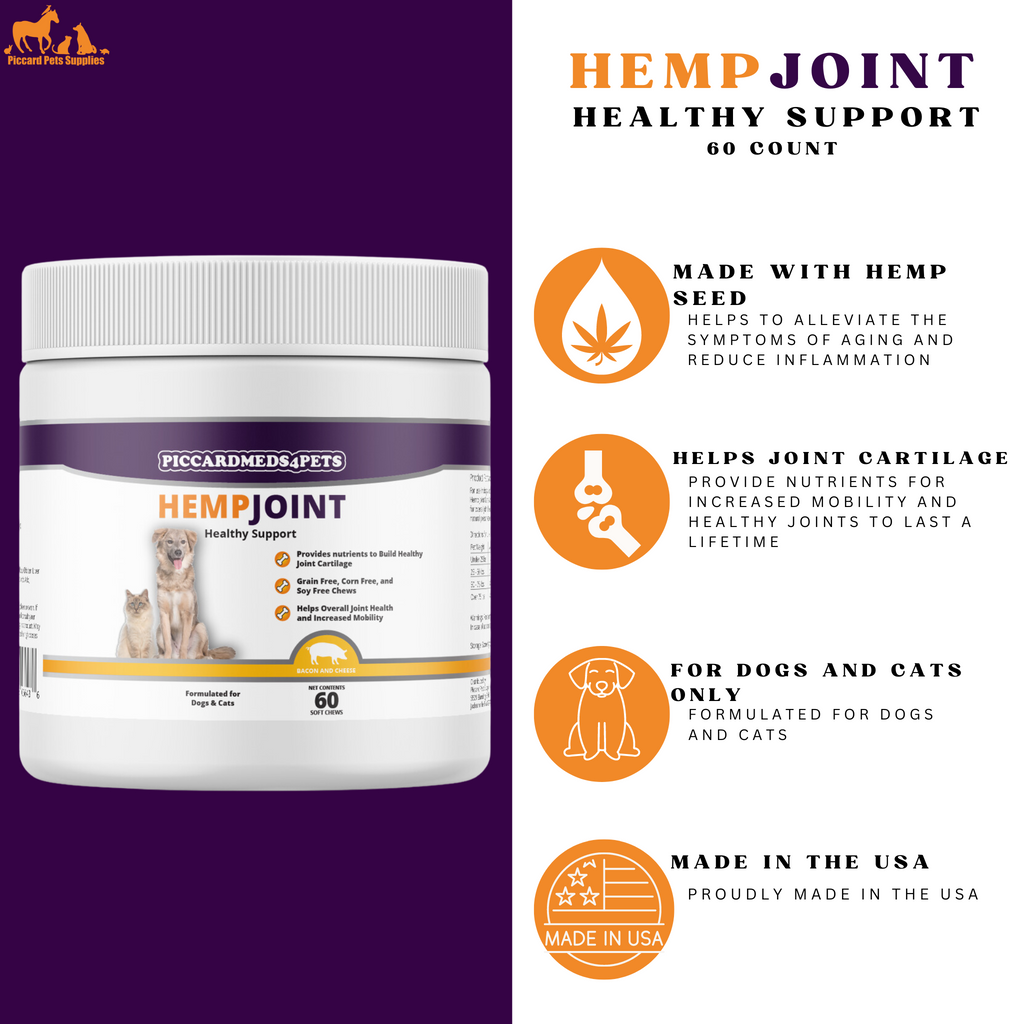 Piccardmeds4pets Hemp + MSM Joint Support Chews for Dogs and Cats 60CT