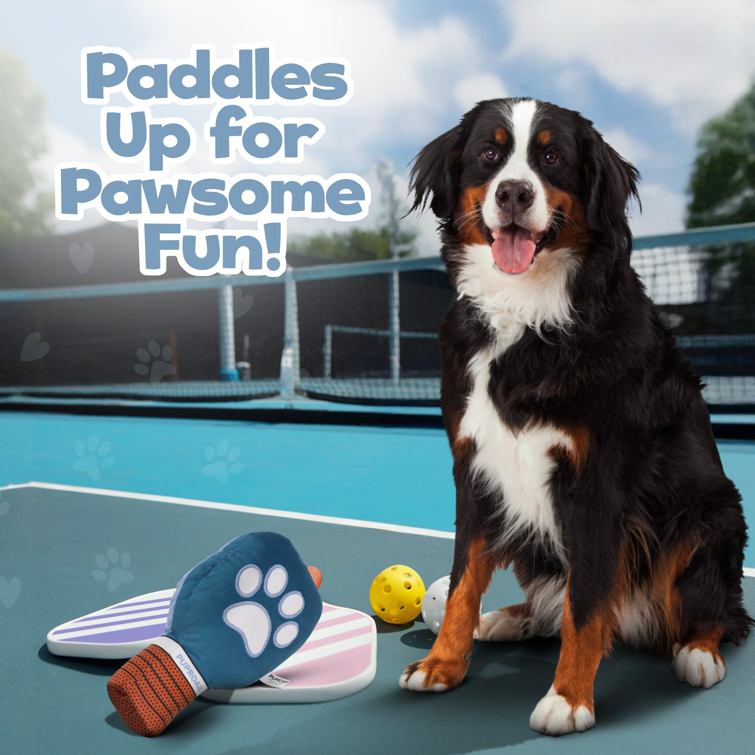 PUPROAR Pickleball Paddle Dog Toy with Squeaker and Crinkle