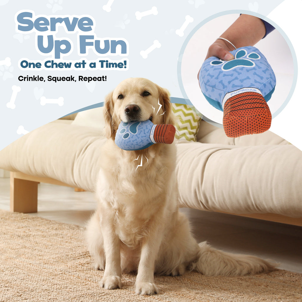 PUPROAR Pickleball Paddle Dog Toy with Squeaker and Crinkle