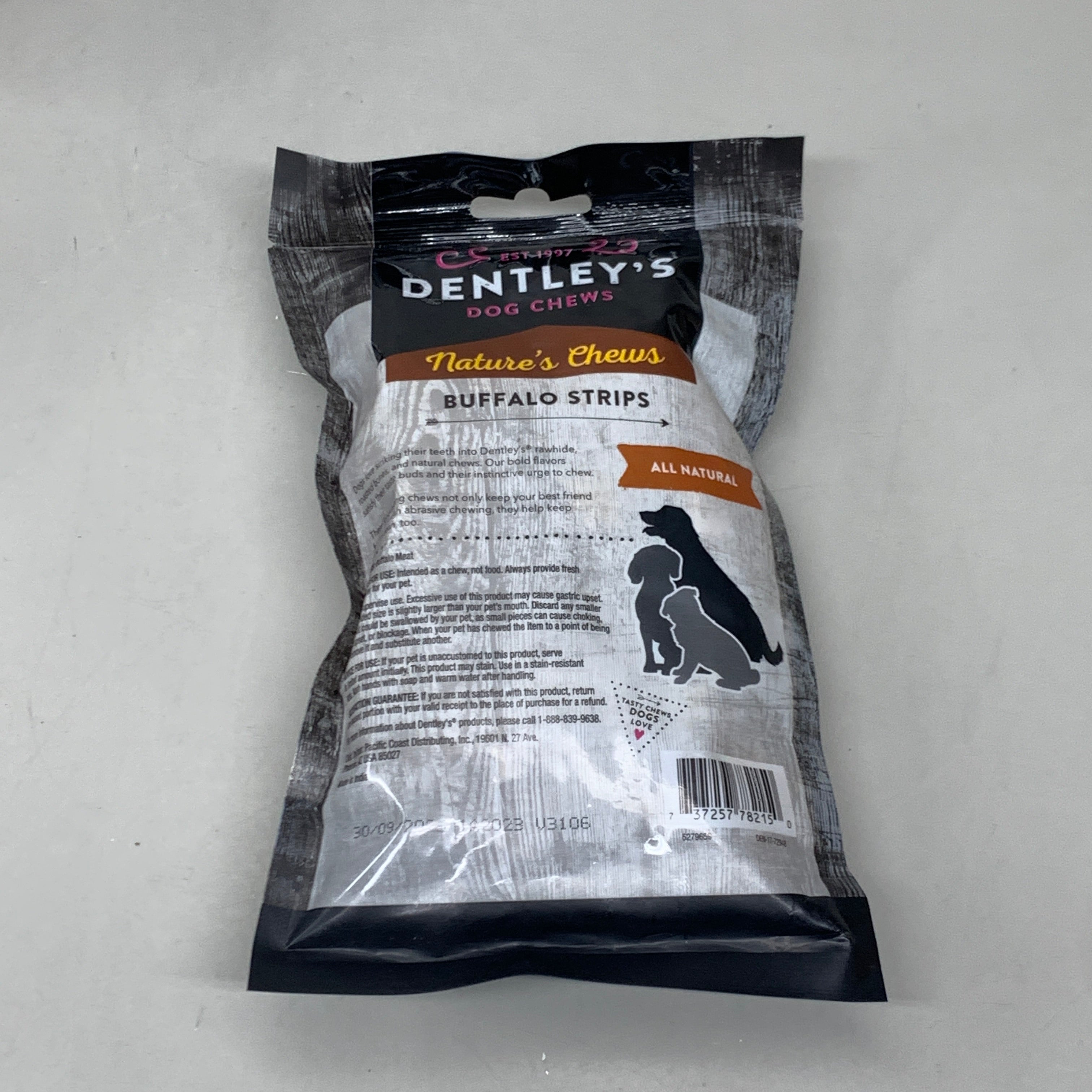 Dentley’s All Natural Buffalo Strips Dog Chews 3-Pack
