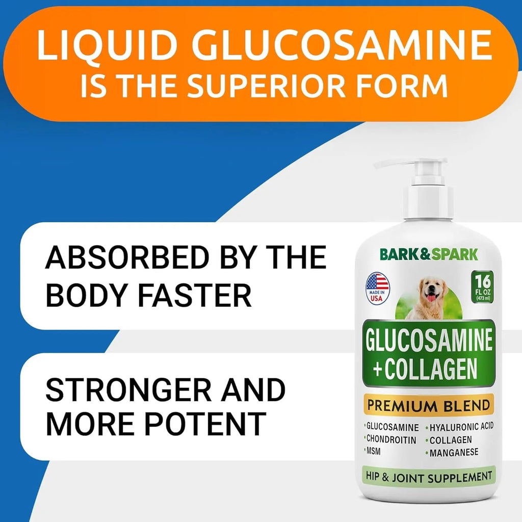 BARK&SPARK Glucosamine Joint Supplement for Dogs – Liquid or Chews