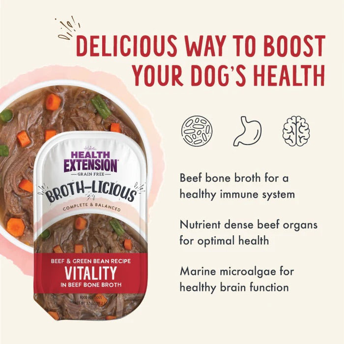 Broth-Licious Beef & Green Bean Bone Broth Dog Food, 3.5 oz Cup