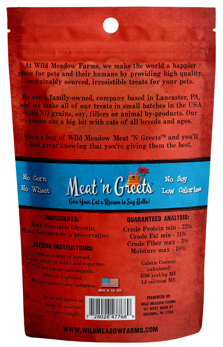Beef Meat 'N Greets Soft Jerky Cat Treats, Grain-Free