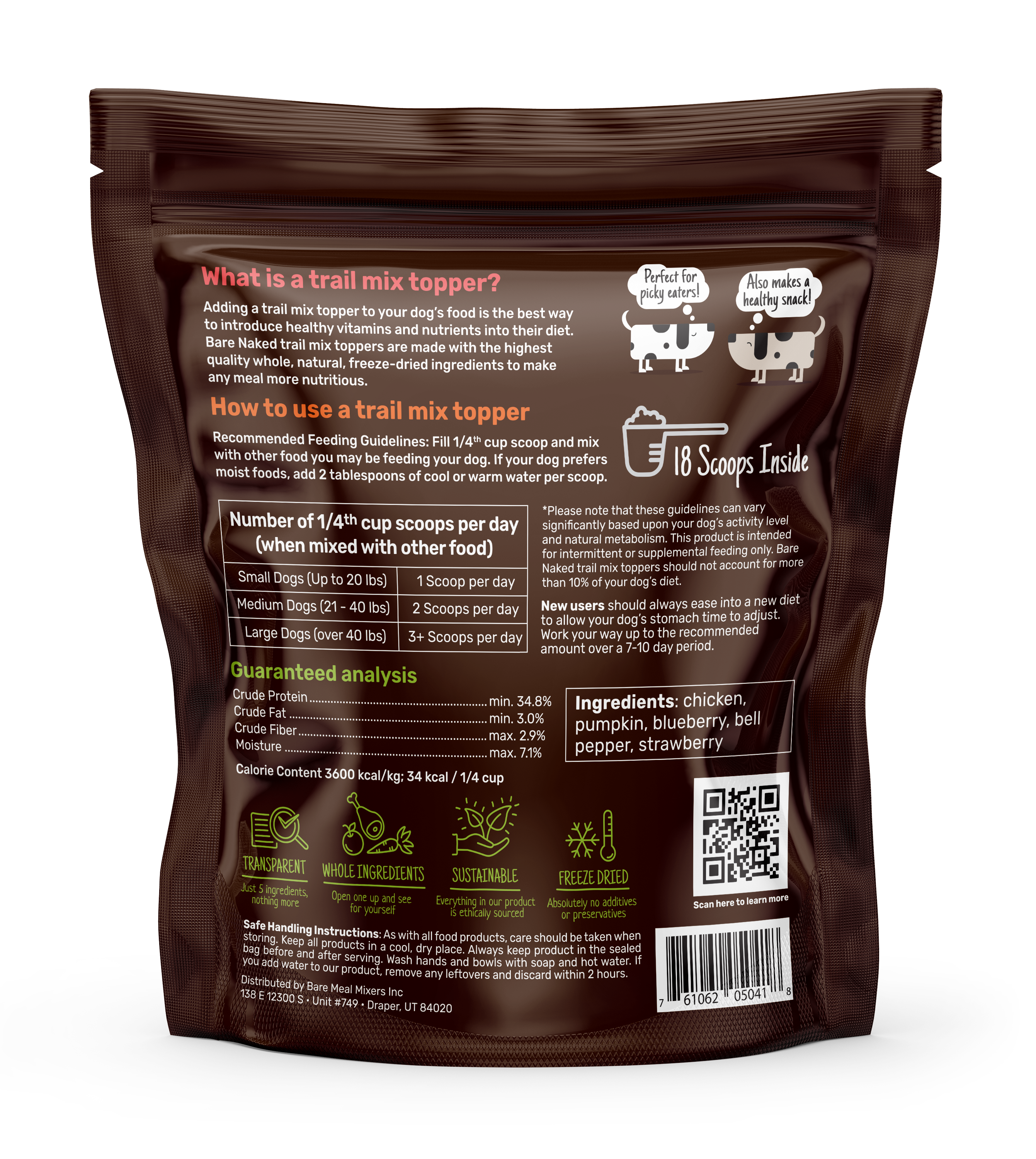 Chicken Trail Mix Topper for Dogs – Freeze-Dried, 5 Ingredients