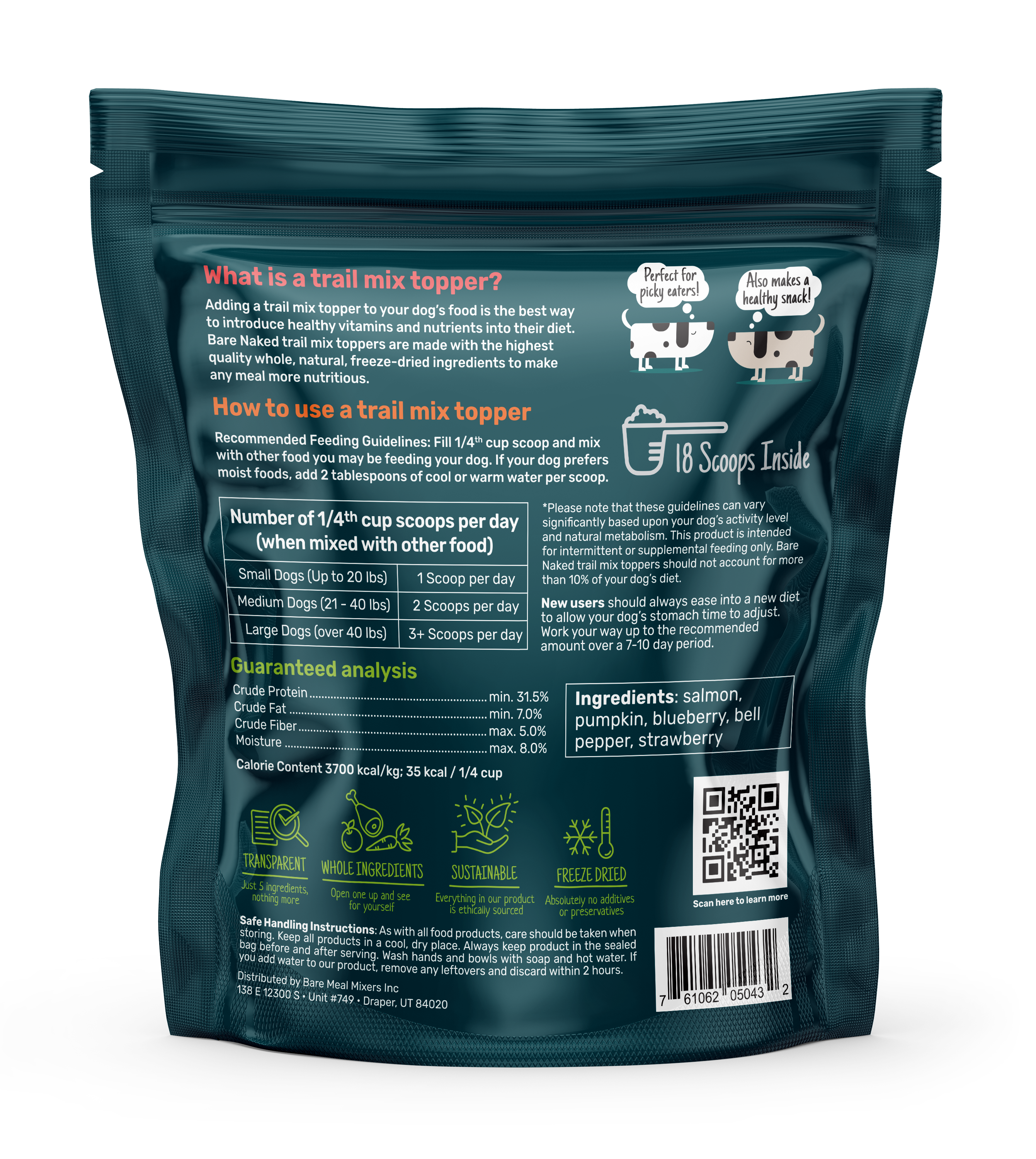 Salmon Trail Mix Freeze-Dried Dog Food Topper, 5 Ingredients