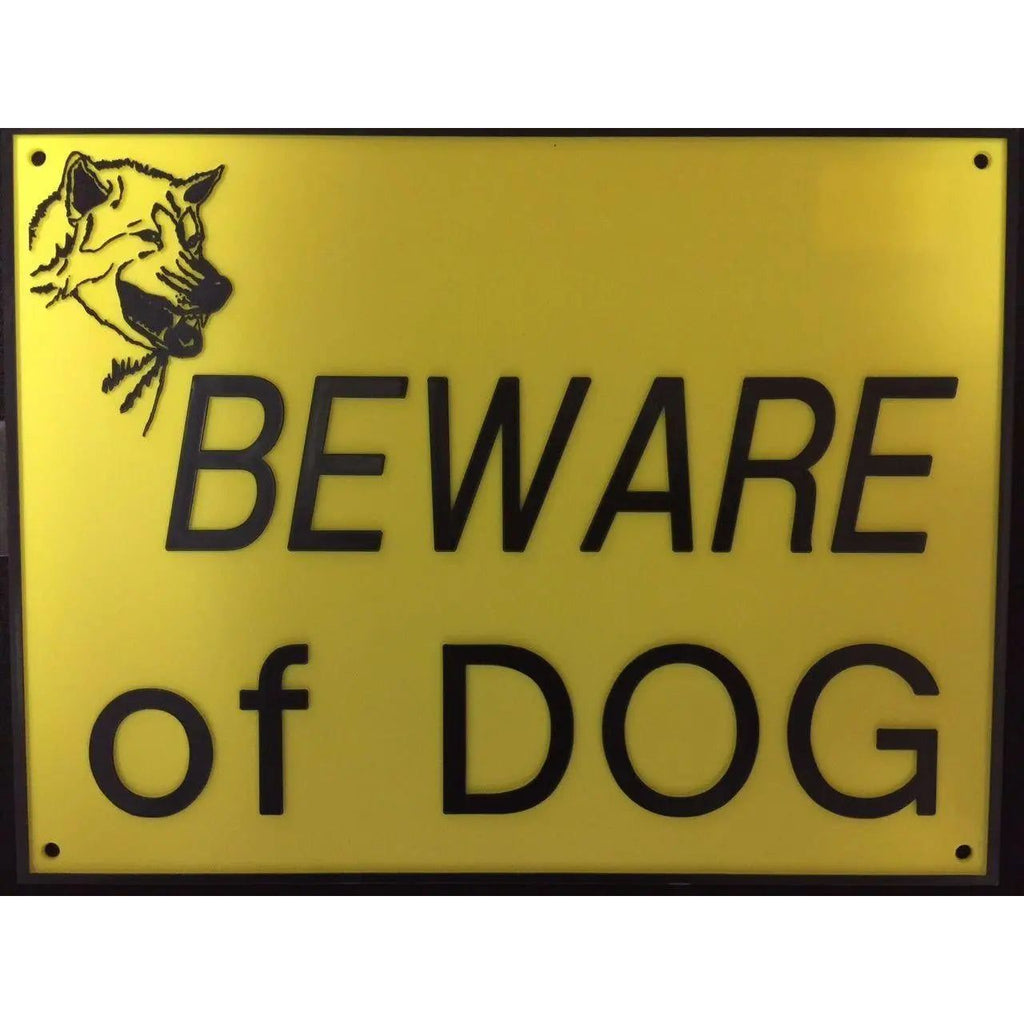 Beware Of Dog Signs Plastic Durable & Visible Black or Yellow 9 x 11" or 3 x 10"