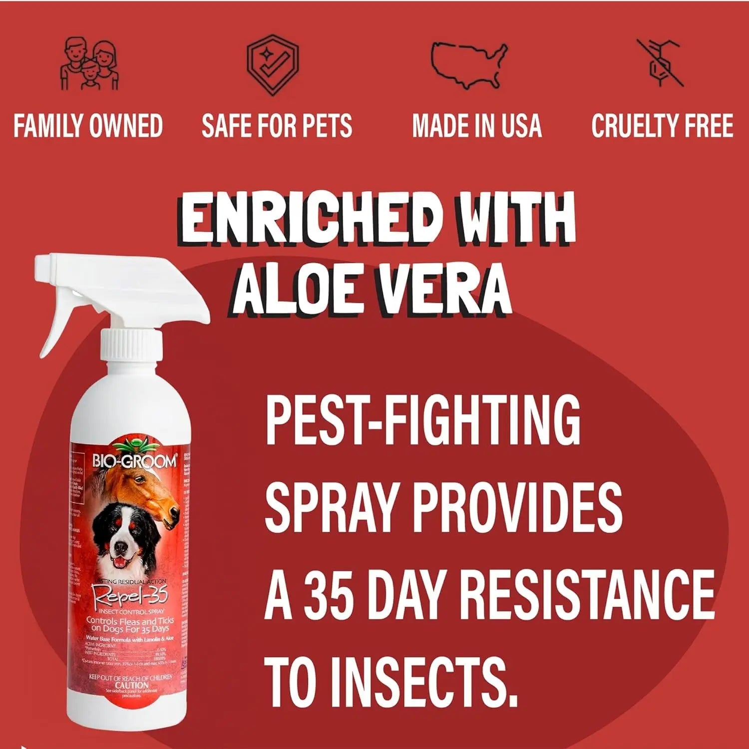 Bio-Groom Flea & Tick Shampoo and Repel 35 Spray Set for Pets