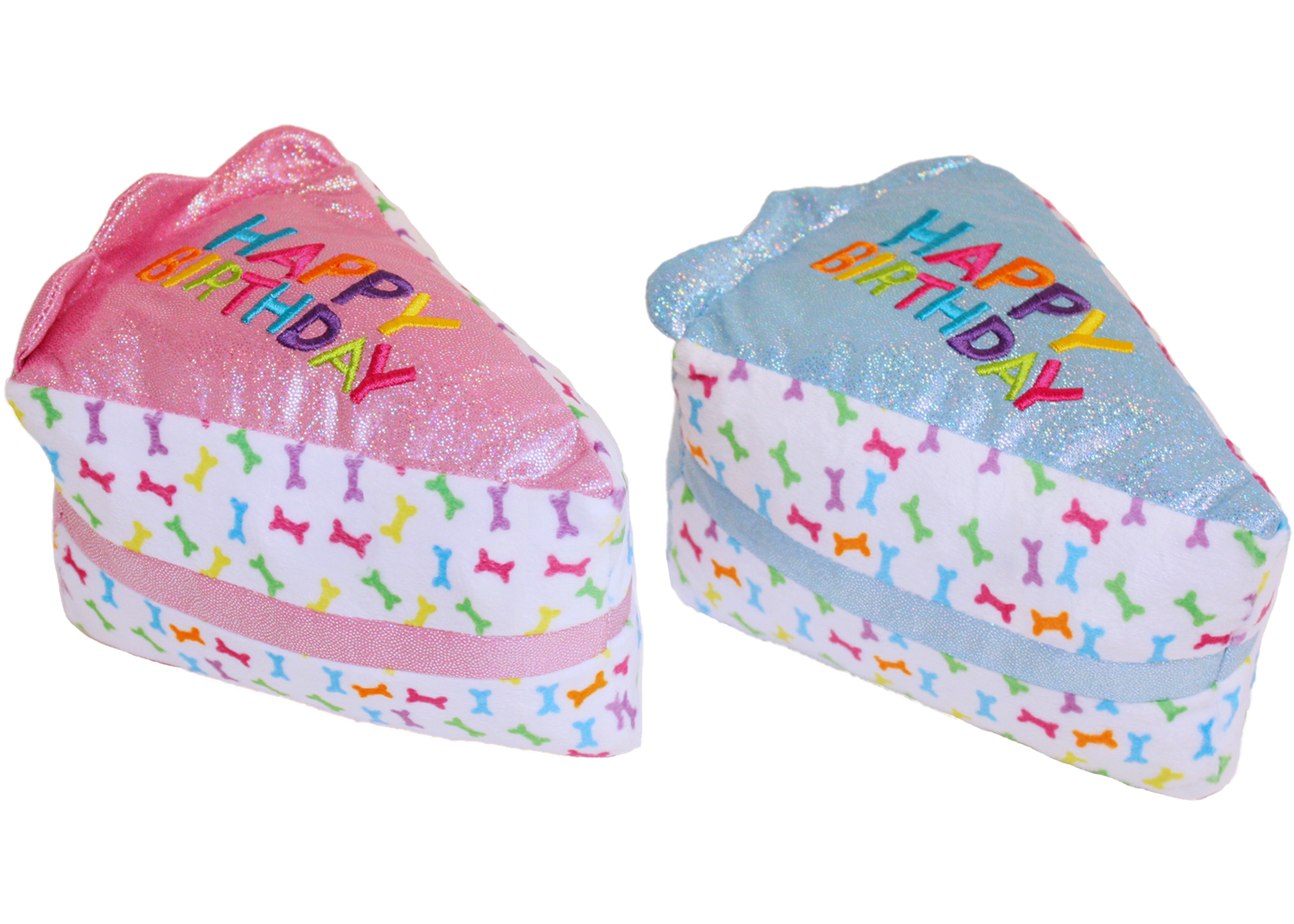 Birthday Cake Slice Dog Toy with Crinkle and Squeaker