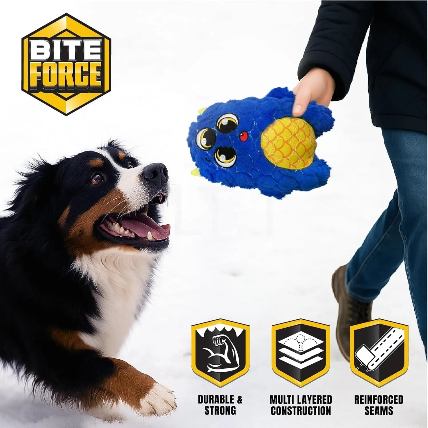 Bite Force Kevlar Dog Toy with Squeaker – Monster Design