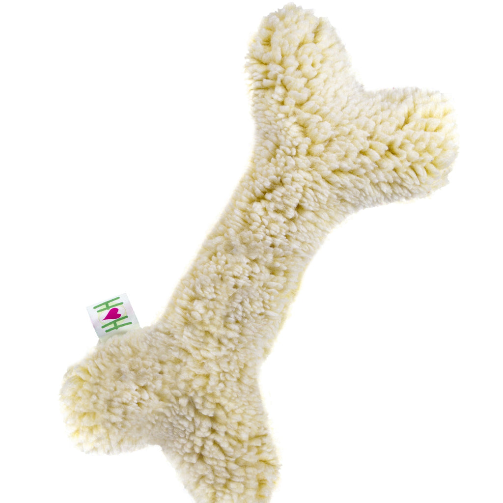 HuggleFleece Bone Dog Toy – Plush Synthetic Lambswool, Squeaker