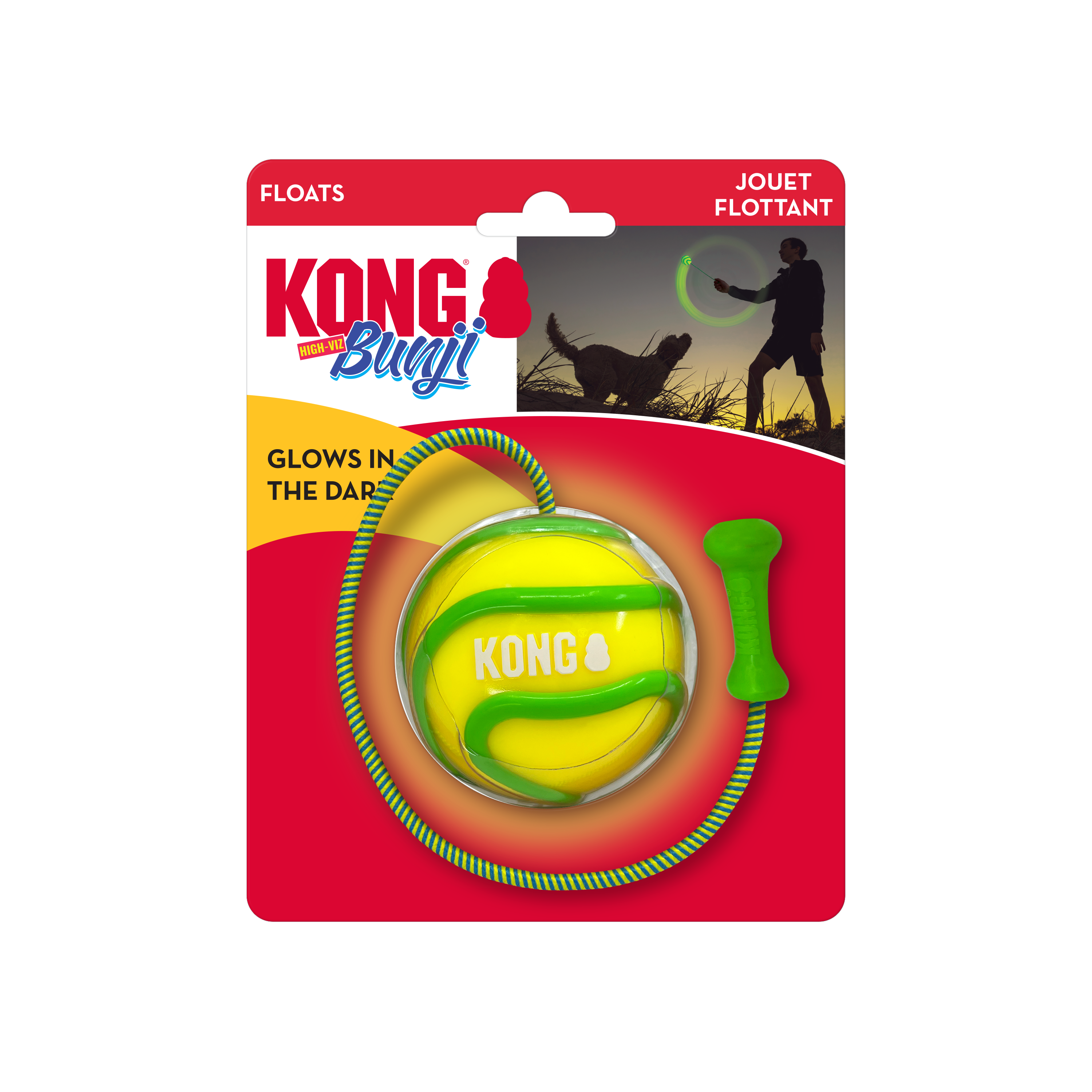 KONG Bunji High-Viz Ball with Bungee Launcher for Dogs