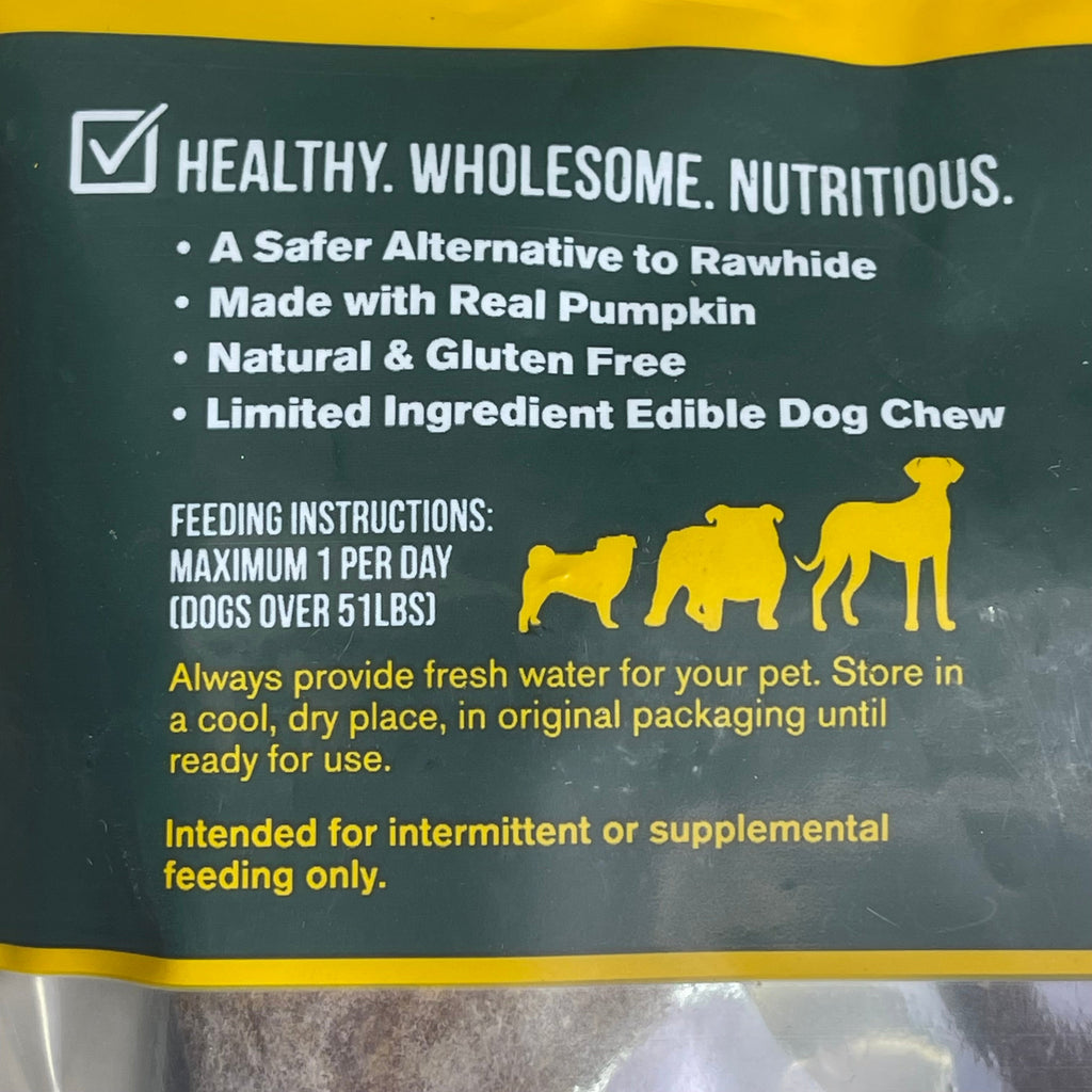 Pumpkin Recipe Dog Chew Bones, Large, 2 Packs of 2