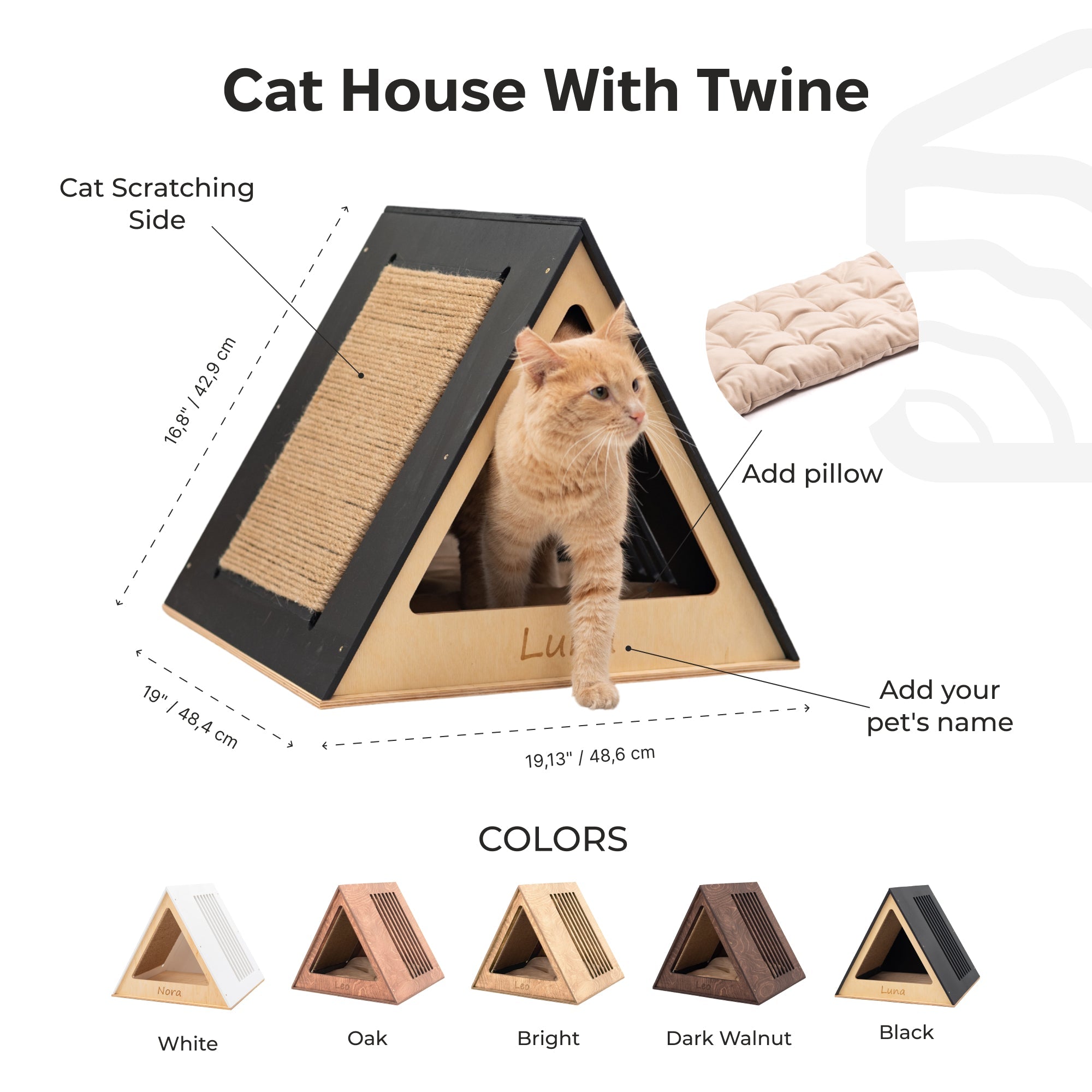 Wooden Cat House in White – Modern Indoor Pet Shelter